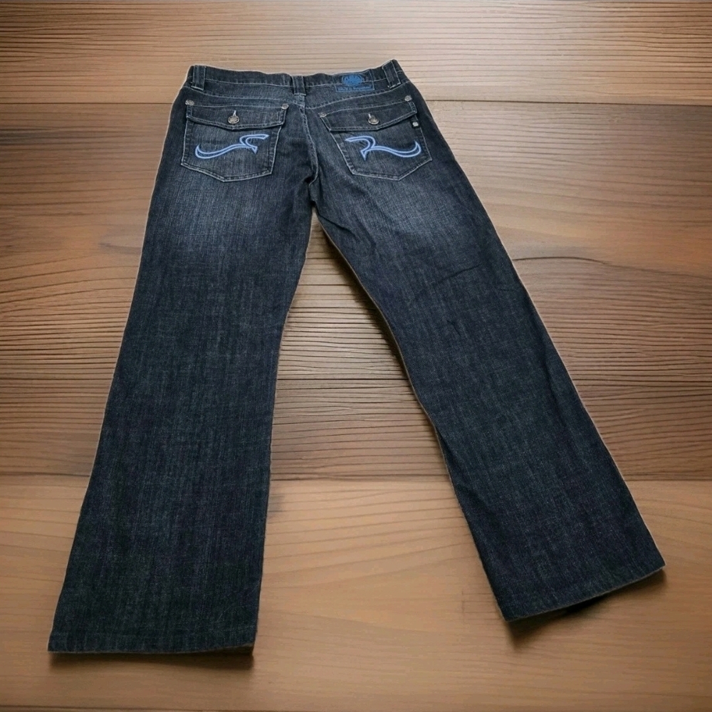 Rock & Republic Taylor Jeans Mens 34 Dark Wash Bootcut Embroidered Flap Pocket - Picture 4 of 13